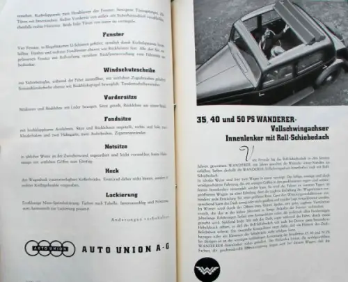 Wanderer Modellprogramm 1935 Automobil-Pressemappe (10061)