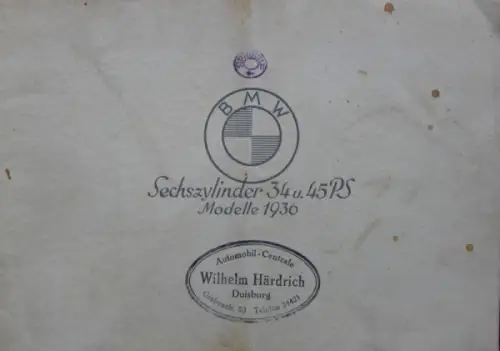 BMW 34 und 45 PS 6 Sechszylinder Modellprogramm 1936 Automobilprospekt (10062)
