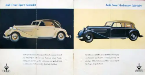 Audi Front Sechzylinder Modellprogramm 1937 Automobilprospekt (10070)