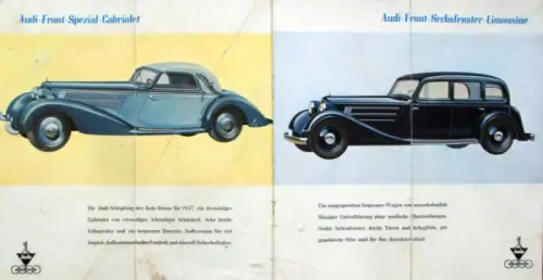 Audi Front Sechzylinder Modellprogramm 1937 Automobilprospekt (10070)