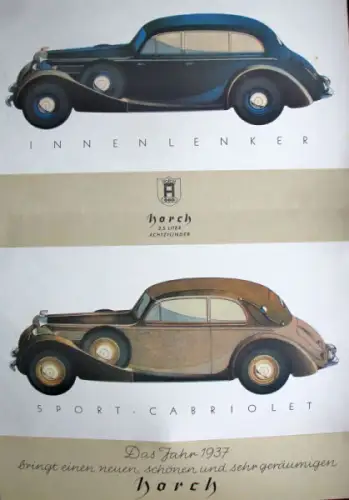 Horch 3,5 Liter 8 Zylinder Modellprogramm 1937 Automobilprospekt (10071)