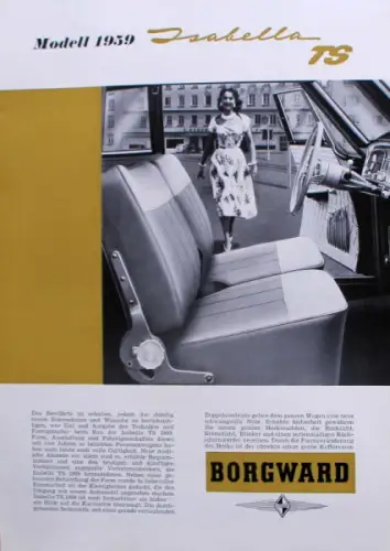 Borgward Isabella TS Modellprogramm 1958 Automobilprospekt (10090)