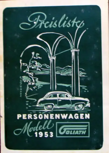 Goliath Modellprogramm 1953 Preisliste (10093)