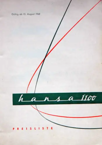 Goliath Hansa 1100 Modellprogramm 1960 Preisliste (10094)