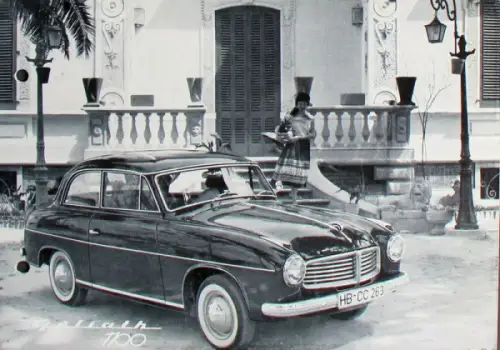 Goliath 1100 Modellprogramm 1954 Automobilprospekt (10100)