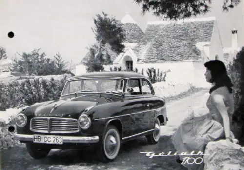 Goliath 1100 Modellprogramm 1954 Automobilprospekt (10100)