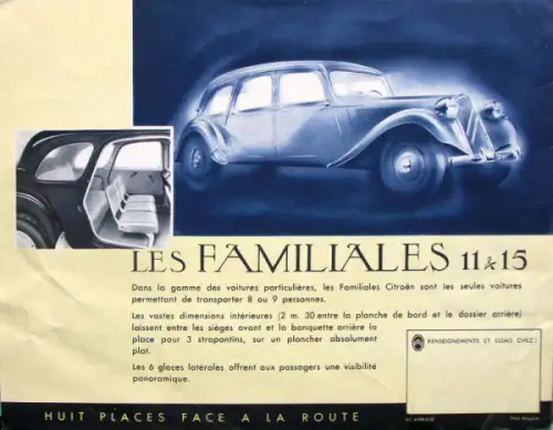 Citroen 11 - 15 CV Traction Avant Modellprogramm 1953 Automobilprospekt (10112)