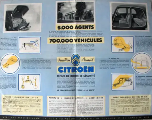 Citroen 11 - 15 CV Traction Avant Modellprogramm 1953 Automobilprospekt (10112)