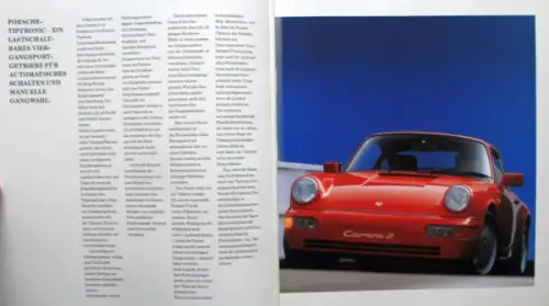 Porsche 911 Carrera 2 Tiptronic Modellprogramm 1990 Automobilprospekt (10121)