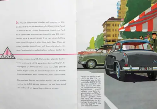 Lloyd LP 600 Modellprogramm 1958 Automobilprospekt (10134)
