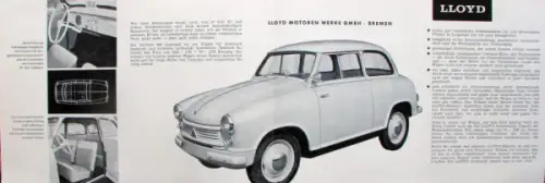 Lloyd 600 Standard Modellprogramm 1952 Automobilprospekt (10135)