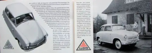 Lloyd LP 400 Modellprogramm 1955 Automobilprospekt (10137)