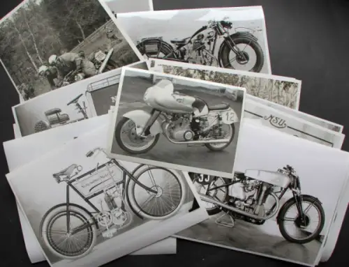 NSU Motorräder Modellprogramm 1930 - 1955 achtundzwanzig Werksfotos (10149)