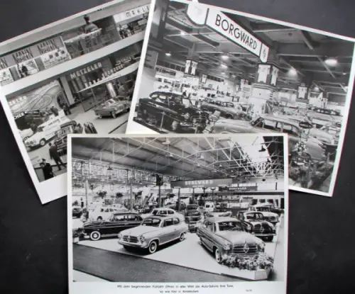 Borgward Modellprogramm auf Ausstellungen 1955 drei Werksfotos (10163)