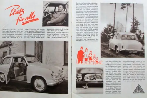 Lloyd Modellprogramm 1954 "Vom schöneren Leben" Automobilprospekt (10168)