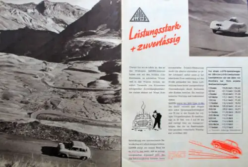 Lloyd Modellprogramm 1954 "Vom schöneren Leben" Automobilprospekt (10168)