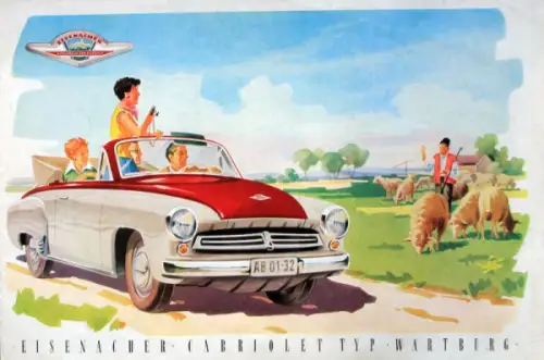 Wartburg Eisenach Cabriolet Modellprogramm 1956 Automobilprospekt (6568)