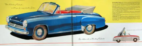 Wartburg Eisenach Cabriolet Modellprogramm 1956 Automobilprospekt (6568)
