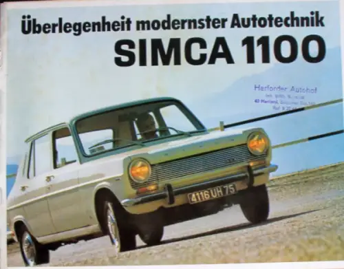 Simca 1100 Modellprogramm 1967 "Überlegenheit modernster Technik" Automobilprospekt (6600)