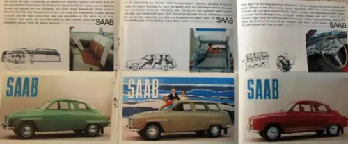 Saab Modellprogramm 1964 Automobilprospekt (6605)
