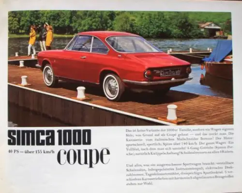 Simca Modellprogramm 1966 Automobilprospekt (6755)