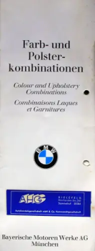 BMW Modellprogramm Farben und Polster 1970 Automobilprospekt (4508)