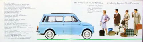 Fiat 500 Kombi Modellprogramm 1963 Automobilprospekt (7640)