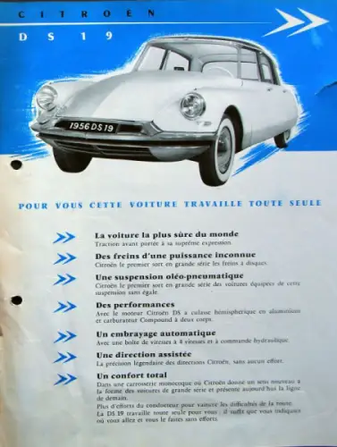 Citroen DS 19 Modellprogramm 1955 Automobilprospekt (10174)