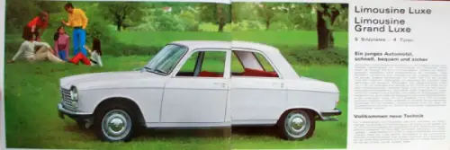 Peugeot 204 Limousine Grand Luxe Break Modellprogramm 1969 Automobilprospekt (10180)