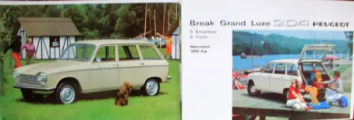 Peugeot 204 Limousine Grand Luxe Break Modellprogramm 1969 Automobilprospekt (10180)