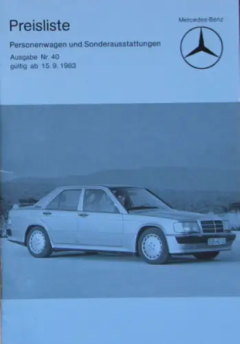 Mercedes-Benz Modellprogramm Preisliste 1983 Automobilprospekt (10207)