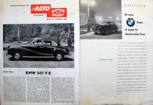 BMW 501 Modellprogramm 1954 fünf Testberichte (10211)