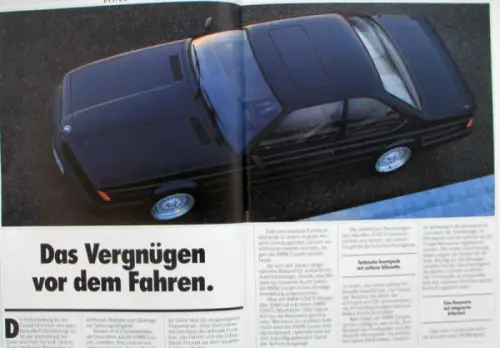 BMW 635 CSi Modellprogramm 1987 Automobilprospekt (10222)