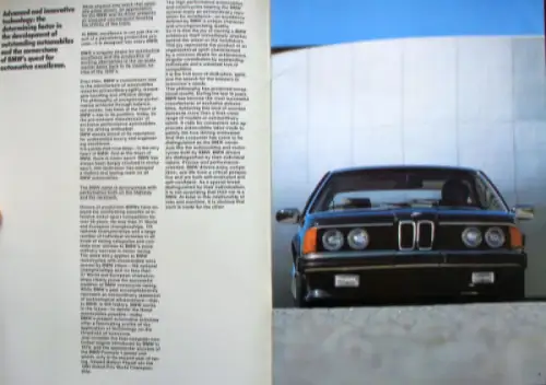 BMW 635 CSi Modellprogramm 1986 Automobilprospekt (10223)