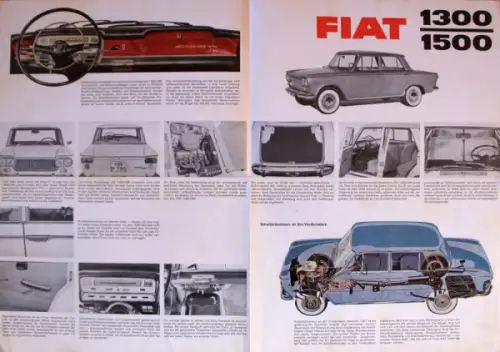 Fiat 1300 - 1500 Modellprogramm 1962 Automobilprospekt (10228)