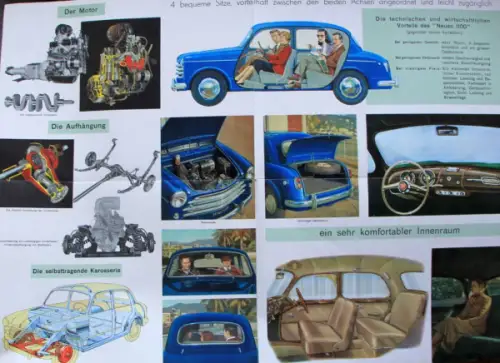 Fiat 1100 Modellprogramm 1953 Automobilprospekt (10229)