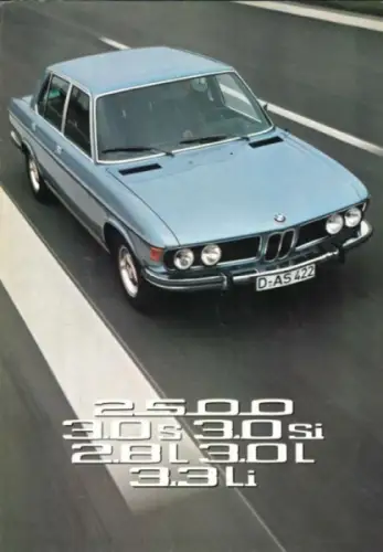 BMW 2500 - 3.3 Li Modellprogramm 1975 Automobilprospekt (10310)