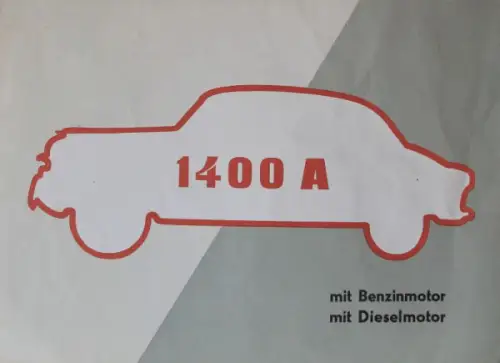 Fiat 1400 A Modellprogramm 1954 Automobilprospekt (10314)