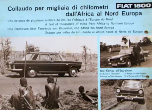 Fiat 1800 Modellprogramm 1964 "Africa al Nord Europa" Automobilprospekt (10315)