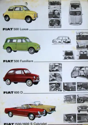 Fiat Modellprogramm 1963 Automobilprospekt (10316)