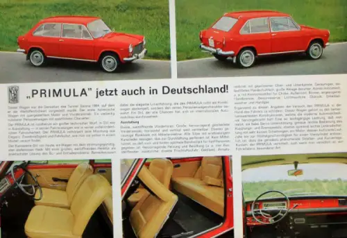 NSU Fiat Primula Modellprogramm 1965 Automobilprospekt (10317)