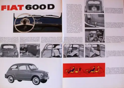 Fiat 600 D Modellprogramm 1966 Automobilprospekt (10319)