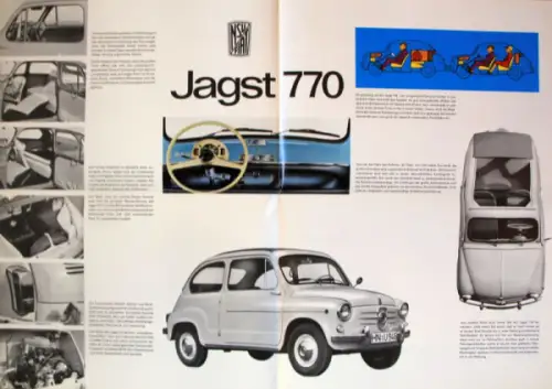 NSU Fiat Jagst 770 Modellprogramm 1966 Automobilprospekt (10321)