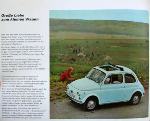 Fiat 500 F Modellprogramm 1971 Automobilprospekt (10326)