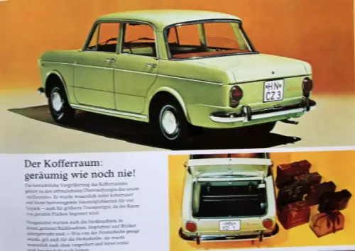 NSU Neckar 1100 Modellprogramm 1965 Automobilprospekt (10328)