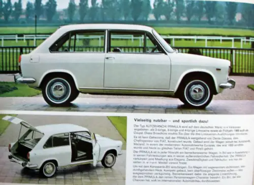 Autobianchi Primula Modellprogramm 1967 Automobilprospekt (10331)