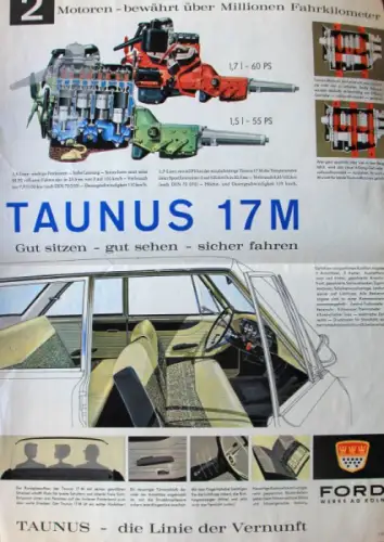 Ford Taunus 17M Modellprogramm 1962 Automobilprospekt (10336)