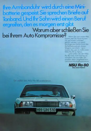 NSU Ro 80 Modellprogramm 1968 Automobilprospekt (10338)