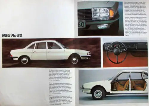 NSU Ro 80 Modellprogramm 1968 Automobilprospekt (10338)