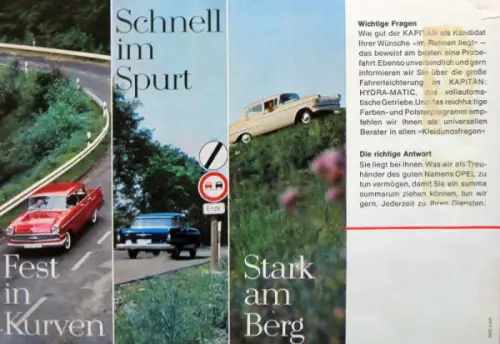 Opel Rekord Modellprogramm 1962 Automobilprospekt (10341)